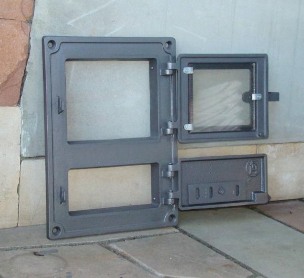 Innbee® Backofentür 375x275 mm Gusseisen Küchentür mit Glas Luftzufuhrregulierung Ofen In-1622